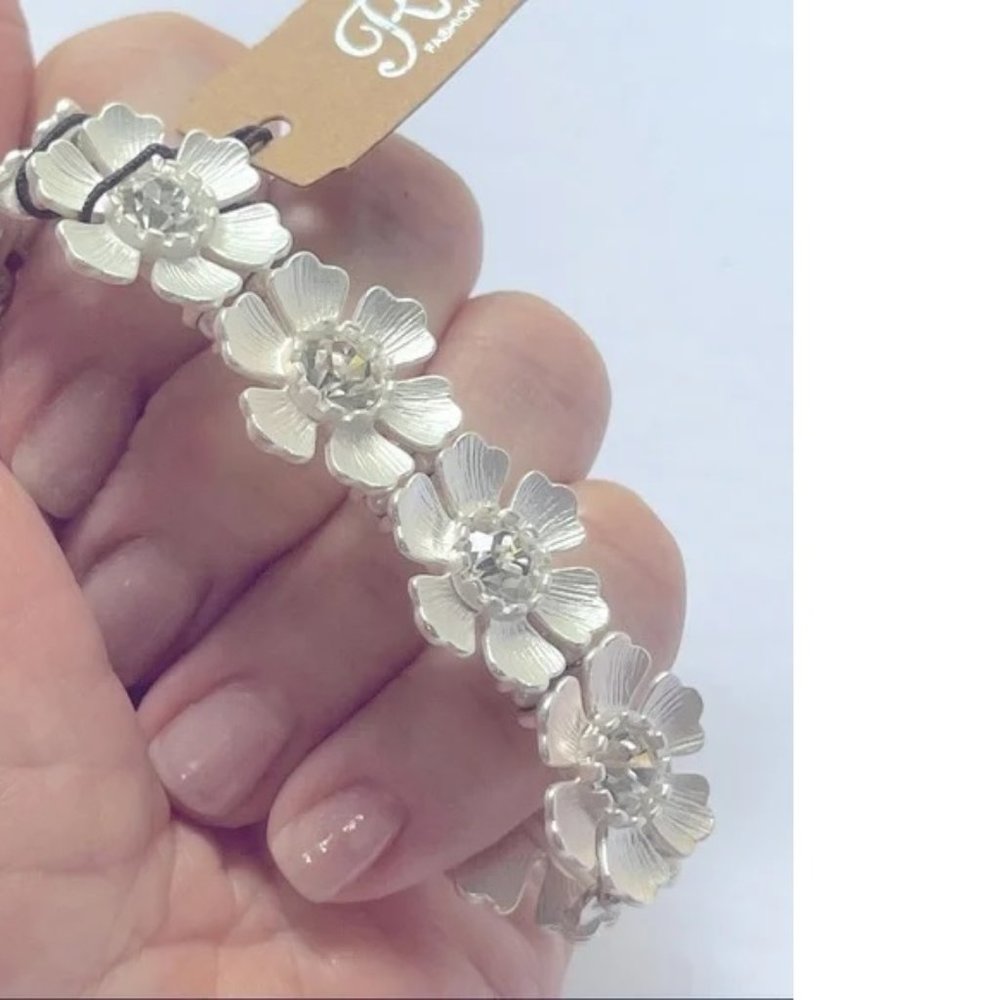 Rain Jewelry Silver Flower Crystal Bracelet